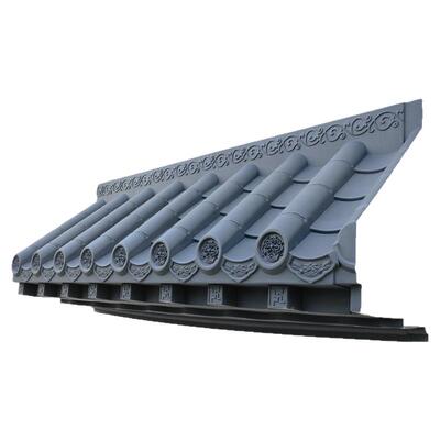 新中式酒店餐厅门头窗户装饰瓦