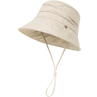 siggi 亚麻渔夫帽女夏透气防晒帽堆褶松弛感遮阳帽百搭显脸小盆帽