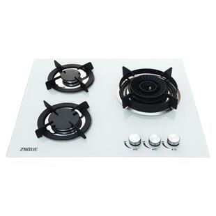 臻雀白色三眼燃气灶天然气聚能猛火欧式灶台嵌入式家用三头多眼灶