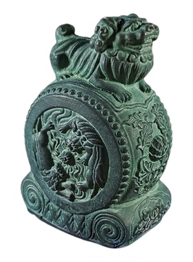 复古怀旧风格仿石狮子迷你抱鼓茶桌流水造景茶席个性茶宠鱼缸摆件