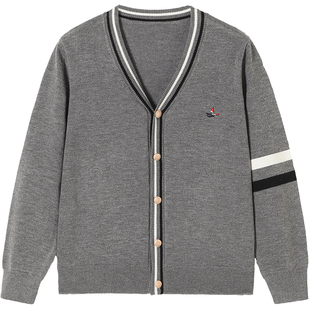 Navigare意大利小帆船儿童2026春秋冬新款男童毛衣开衫外套学院风