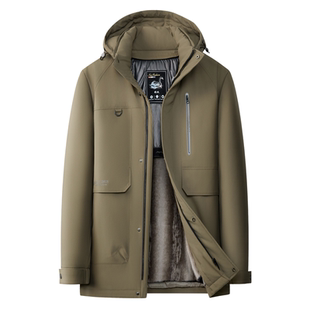 狄斯仑鹅绒羽绒服男士冬季新款可脱卸内胆纳米水貂中长款加厚外套