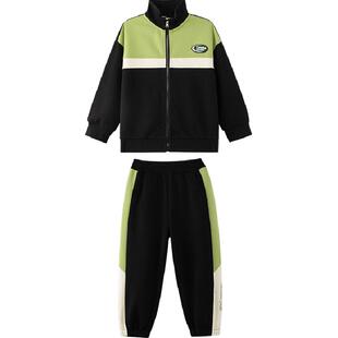 左西童装男童套装2026新款帅气时髦儿童春装外套裤子中大童运动裤