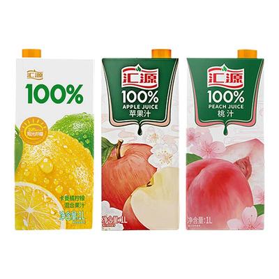 汇源100%果汁1L*2盒桃汁苹果阳光柠檬家庭聚会分享装饮品果味饮料