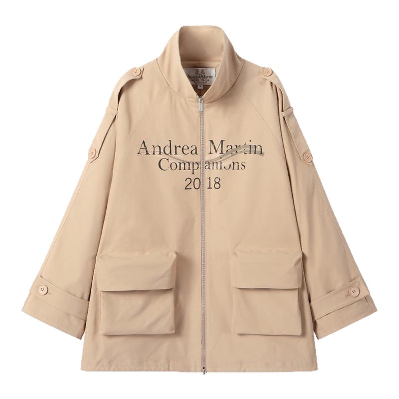 Andrea Martin26春夏卡其色工装翻领外套时尚百搭休闲宽松上衣