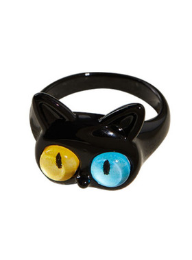 搞怪黑猫小怪兽戒指可爱