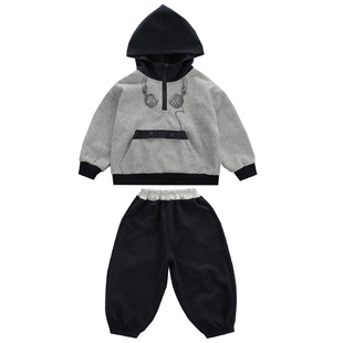 男童春秋装拼色卫衣连帽套装儿童运动服秋季运动服两件套帅气童装