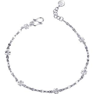 Pt．Charm铂金pt950手链女士小花手链白金手饰首饰七夕礼物送女友