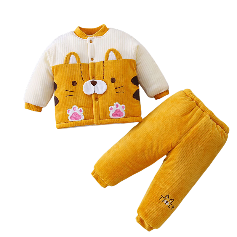 新生婴儿分体套装秋冬外穿冬季宝宝棉服灯芯绒加厚棉衣服保暖棉袄