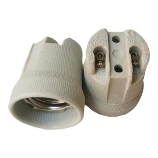 陶瓷灯头纯铜耐高温罗口吸顶灯座全牙e27家用螺口保温防水瓷灯口