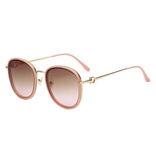 白色边框墨镜2024新款潮女海边显脸小复古圆形大框太阳镜防紫外线