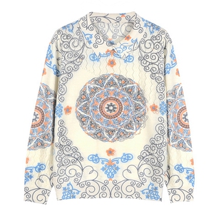 古嘉子2025春季新款天丝羊毛衫薄毛衣印花烫钻打底衫翻领上衣9218