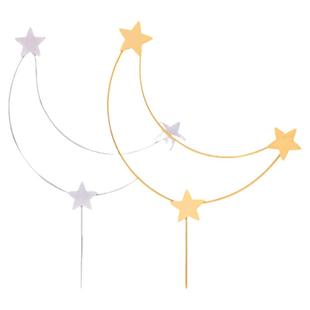 唯美金色铁艺星星月亮蛋糕装饰插件生日插牌派对甜品台烘焙用品