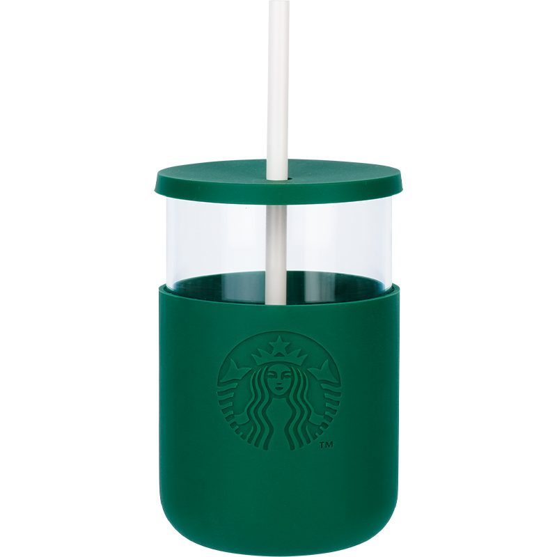 Starbucks/星巴克吸管杯男女生高颜值玻璃水杯带盖办公家用杯子