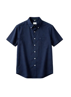 nautica诺帝卡男士短袖翻领衬衣夏季商务休闲透气亲肤纳士特衬衫