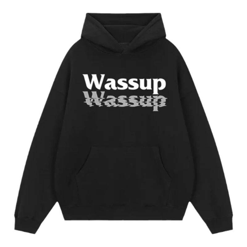 国潮WASSUP宽松重磅连帽卫衣