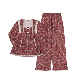 Ullala乌拉拉韩国睡衣女秋冬纯棉长袖长裤家居服套装碎花甜美复古