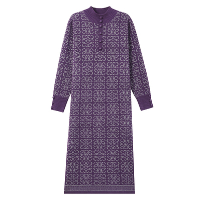 恒源祥秋冬洋气印花加厚毛衣裙女