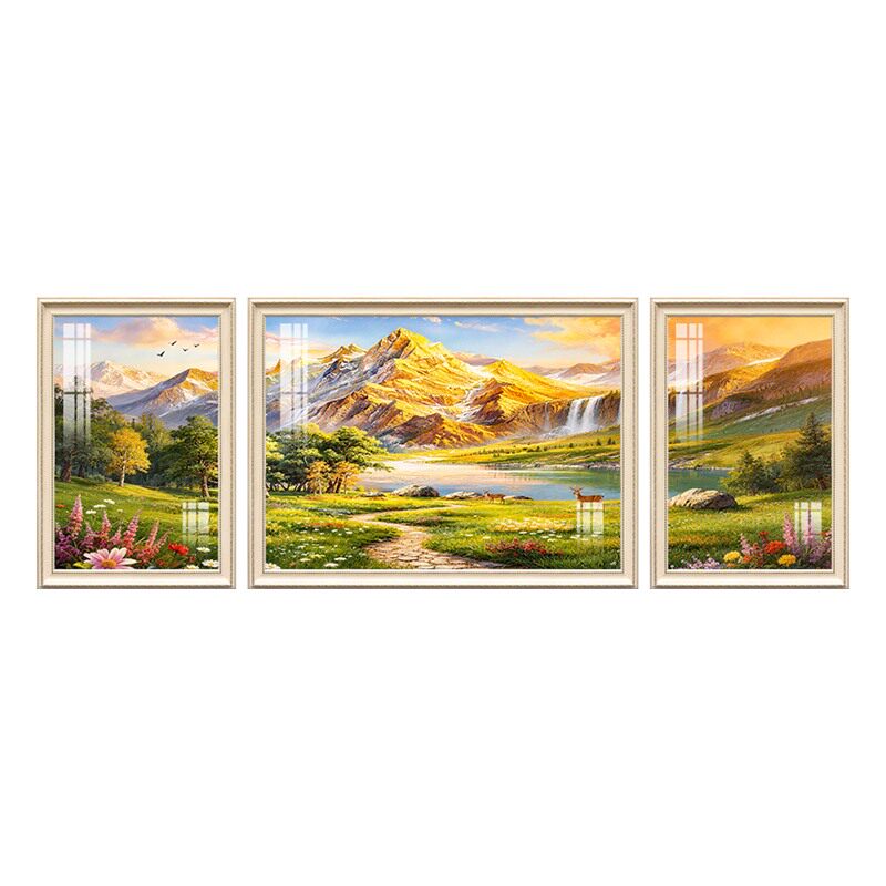 欧式客厅沙发背景墙山水风景壁画