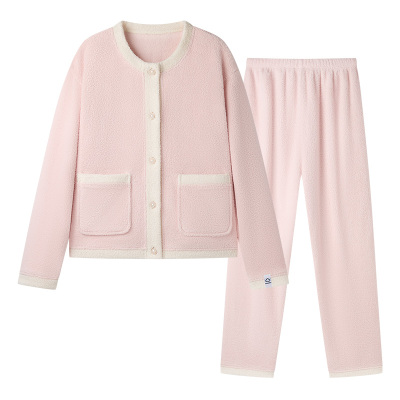 幸棉睡衣半边绒小香风套装