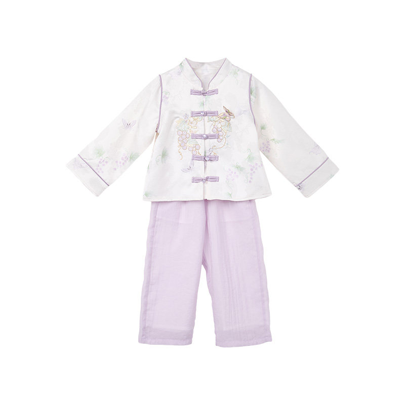女童汉服套装春秋新中式盘扣