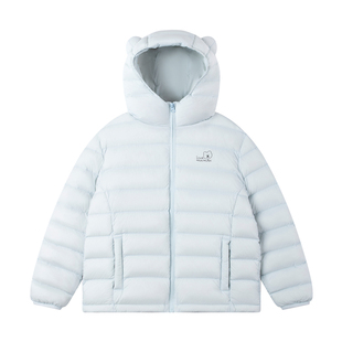 MUCMUKN【三防安心绒】小熊连帽排骨羽绒服90白鸭绒女童外套冬新