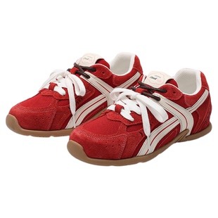 宋茜同款达芙妮红色德训鞋女春2026新款女鞋薄底云软运动休闲鞋子