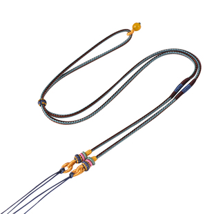 手工编织的高级横穿编绳蜜蜡锁骨链绳天珠绿松石吊坠挂绳项链绳子