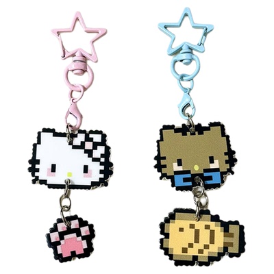 卡通猫咪像素挂件少女心钥匙扣kt