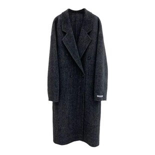 黑灰色双面羊绒大衣女2025秋冬新款羊毛呢子中长款韩系高级感外套