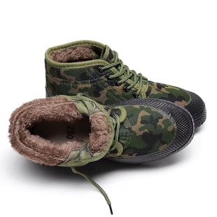 劳保棉鞋男工地耐磨干活冬季保暖高帮解放鞋加绒加厚防滑迷彩棉鞋