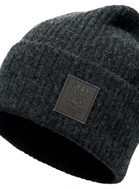 JEEP SPIRIT吉普羊毛帽子毛线帽秋冬保暖针织帽防风护耳防寒冬帽