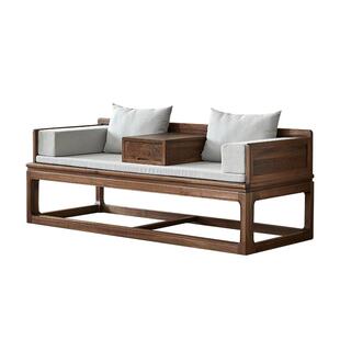 北美黑胡桃木沙发床新中式现代简约实木沙发大户型客厅家用罗汉床