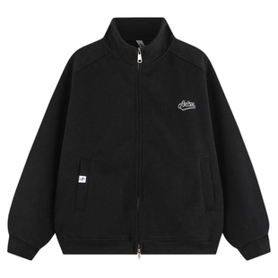 @港仔文艺男 420g重磅立领开衫卫衣男冬季加绒加厚男生外套男款