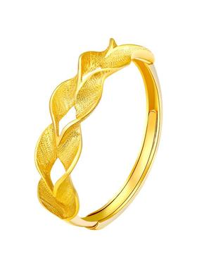 vana送女友黄金麦穗素圈戒指