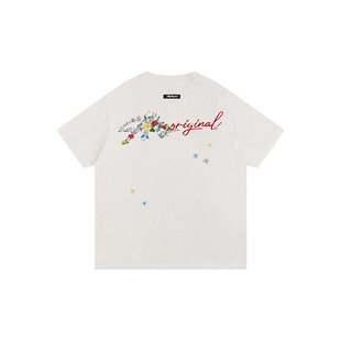 ATRY刺绣短袖男款夏重磅t恤2025新款国潮美式衣服花卉情侣装上衣