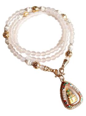 天然水晶白玛瑙原创佛牌链子