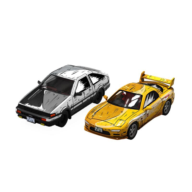 壹号站台|1:64头文字D AE86 RX-7合金仿真汽车模型藤原豆腐店场景