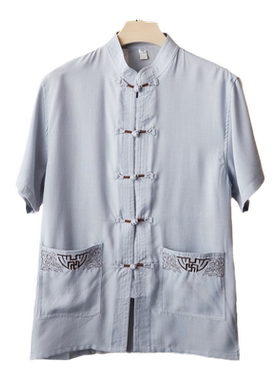 夏季棉麻中年半袖透气居士服唐装