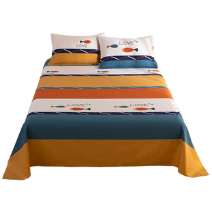 纯棉床单单件宿舍单人学生100全棉三件套一米八被单四件套1.2新款