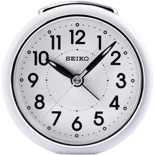 SEIKO日本精工圆形创意时尚简约静音扫秒贪睡夜灯智慧光能小闹钟