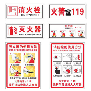 消防栓贴纸消火栓标识牌消防箱玻璃透明消防标识标牌灭火器箱贴纸