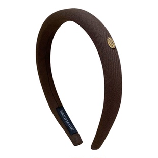 神仙藤井树同款深咖色金标发箍女高颅顶气质复古秋冬压发海绵头箍