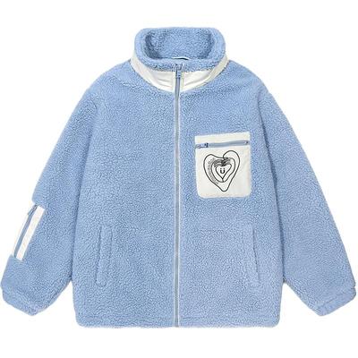 GUUKA爱心贴布绣冬季羊羔绒外套