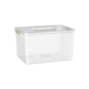 高透明手提收纳箱PET材质卡扣开盖书籍整理箱防尘储物盒鱼缸加厚