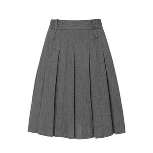 LEONSENSE力上司 毛呢百褶裙正反两穿 简约老钱风A字半裙厚款冬装