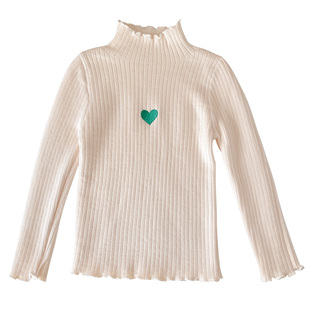 女童一体绒毛衣冬季新款儿童毛衣半高领打底加绒女宝加厚内搭上衣