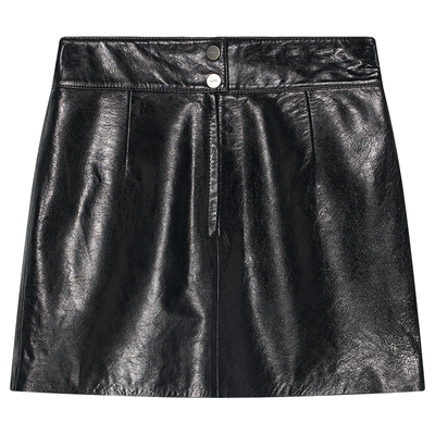 COVERINS【100绵羊皮】黑色真皮短裙半身裙2025冬新款CC35550050