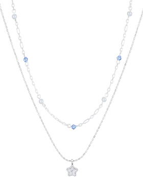 双层叠戴星星吊坠项链女款毛衣链