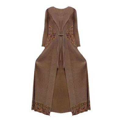 褶皱假两件风衣裙外套女秋季新款